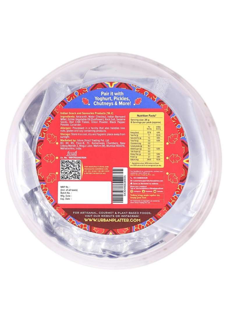 Urban Platter Baked Koki 200G Wheat Free Traditional Sindhi Style Snack - Indya