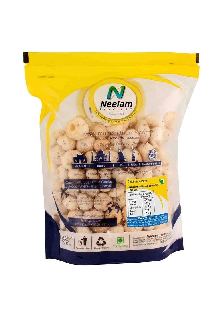 Neelam Foodland Roasted Makhana Black Salt 70G - Indya