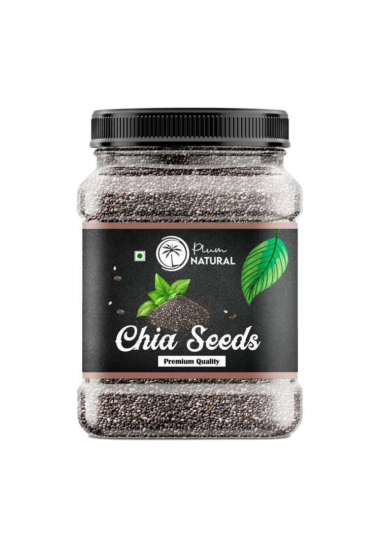 Plum Natural Chia Seeds | Omega 3 Clean For Eating Rich In Calcium Protein Fiber And Antioxidant Healthy Snacks Weight Loss 500Gm - Indya