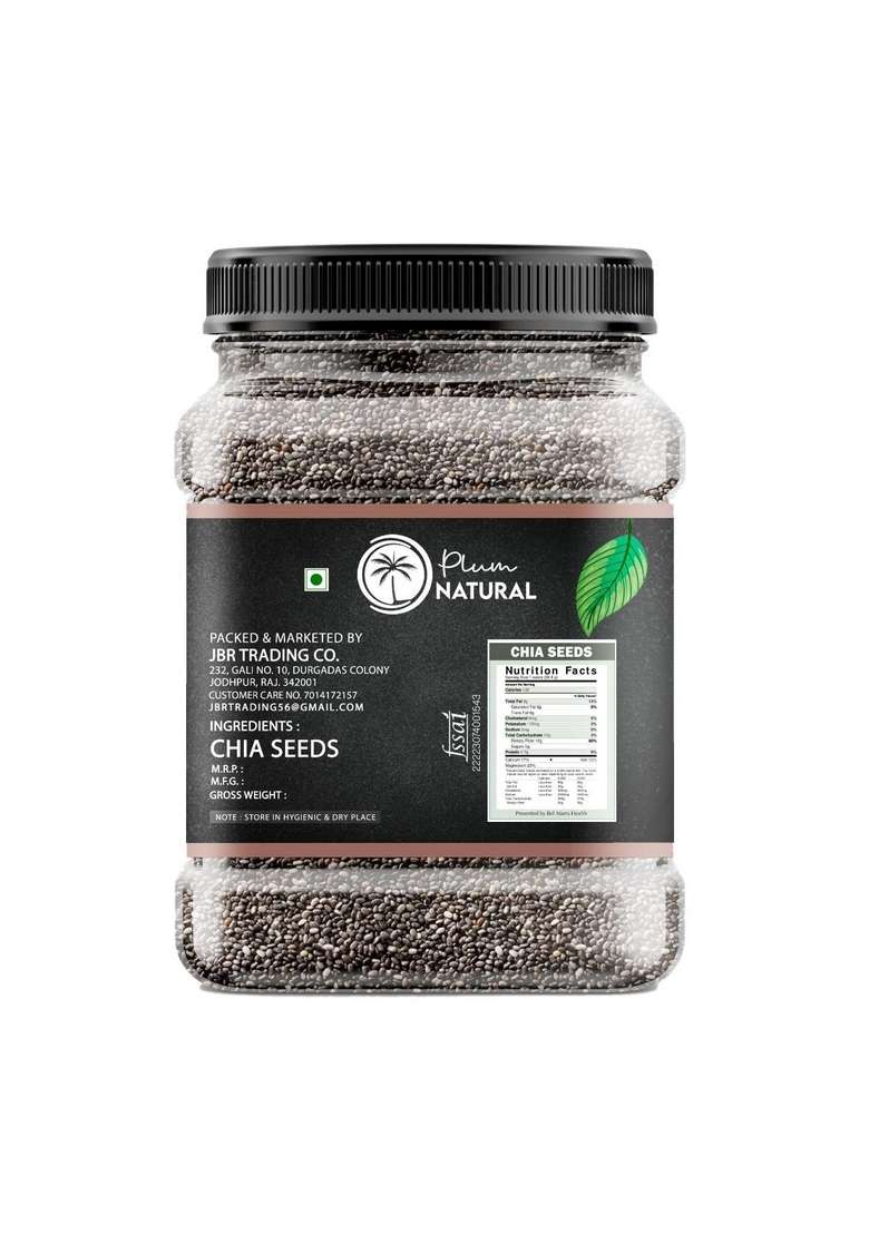 Plum Natural Chia Seeds | Omega 3 Clean For Eating Rich In Calcium Protein Fiber And Antioxidant Healthy Snacks Weight Loss 500Gm - Indya