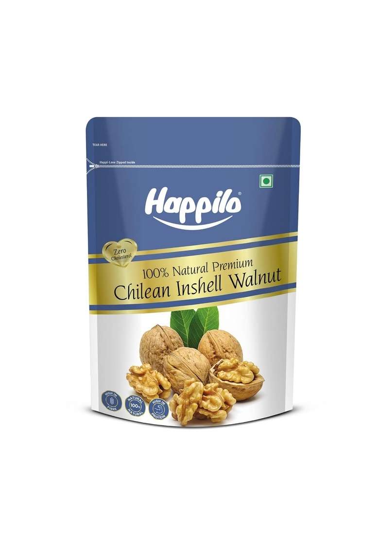 Happilo Premium Inshell Dried Walnut 500G | Akhrot Giri Dry Fruits Healthy Snacks Large Size With Shell Rich In Protein Antioxidants Source Of Omega 3 - Indya