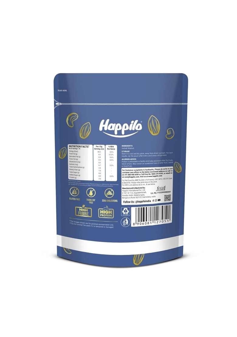Happilo Premium Inshell Dried Walnut 500G | Akhrot Giri Dry Fruits Healthy Snacks Large Size With Shell Rich In Protein Antioxidants Source Of Omega 3 - Indya