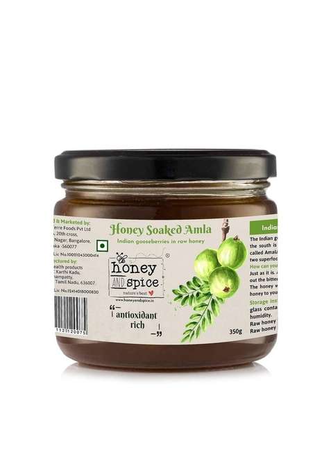 Honey And Spice Soaked Amla 350G | Indian Gooseberries In Raw Murabba Rich Vitamin C Immunity Booster Pure Natural Original Unprocessed Traditional Taste