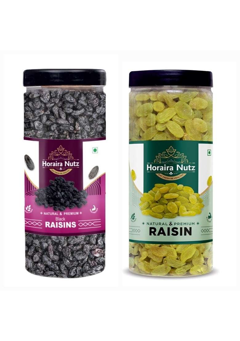 Horaira Nutz Black Raisins Raisins– Full Of Antioxidants Naturally Sweet And Soft For A Healthy Snack 250Gram Combo Pack 500G - Indya