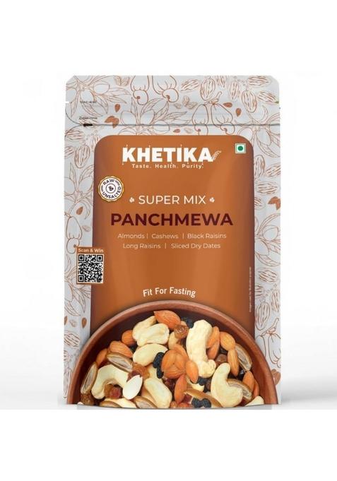 Khetika Premium Panchmeva 200G | 5 Superfood In 1 Mix Dry Fruits Mixed Nuts Contains Cashew Almond Long Raisins Black Sliced Dates