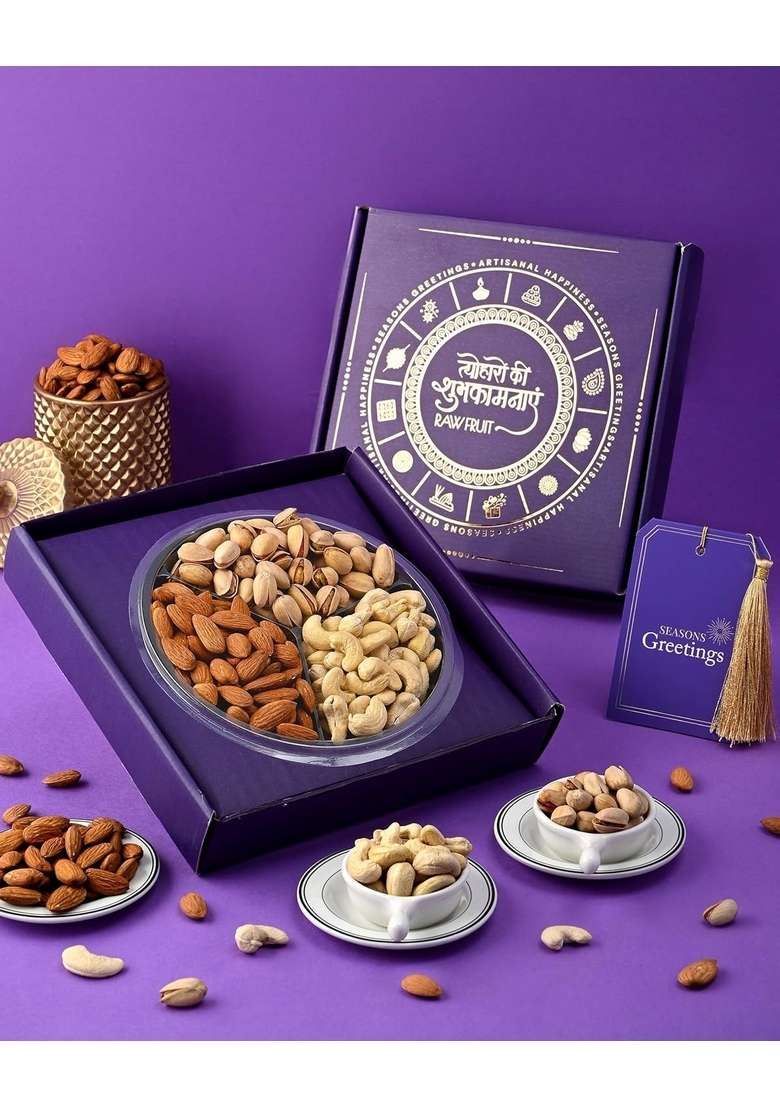 Hyperfoods Hyperfoods® Christmas Gift New Year Gifts Dry Fruits Binge Box Pack Of 3 Fruit Cashews Almonds Pistachios 280 Grams Dryfruits Combo Gifting Happy - Indya