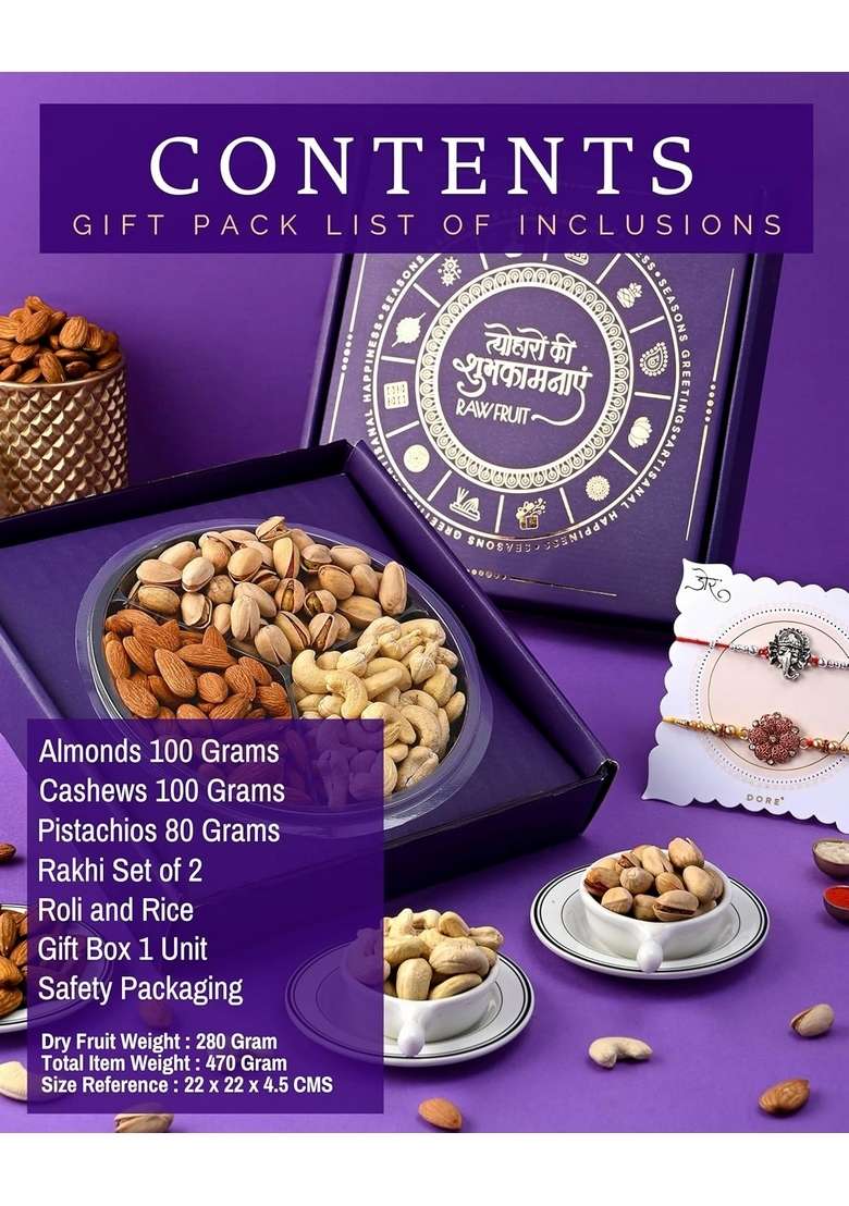 Hyperfoods Hyperfoods® Christmas Gift New Year Gifts Dry Fruits Binge Box Pack Of 3 Fruit Cashews Almonds Pistachios 280 Grams Dryfruits Combo Gifting Happy - Indya