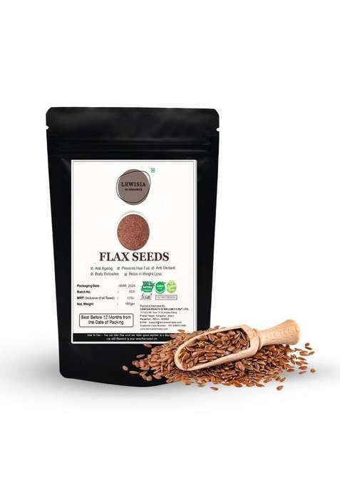 Lewisia In Organics Premium Flax Seed 180 Grams Nutrient Rich Omega 3 Superfood For Heart Health Digestive Support Skin Nourishment Or Smoothies Baking Daily Wellness Boost High Fiber Content