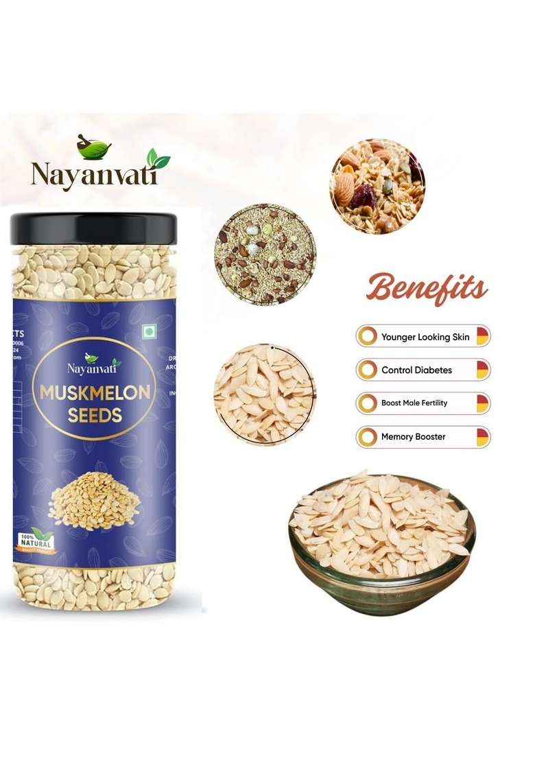 Nayanvati Raw Seeds Combo Pack – Muskmelon Watermelon Pumpkin Sunflower 100G Each Total 400G High Protein Healthy Snack - Indya