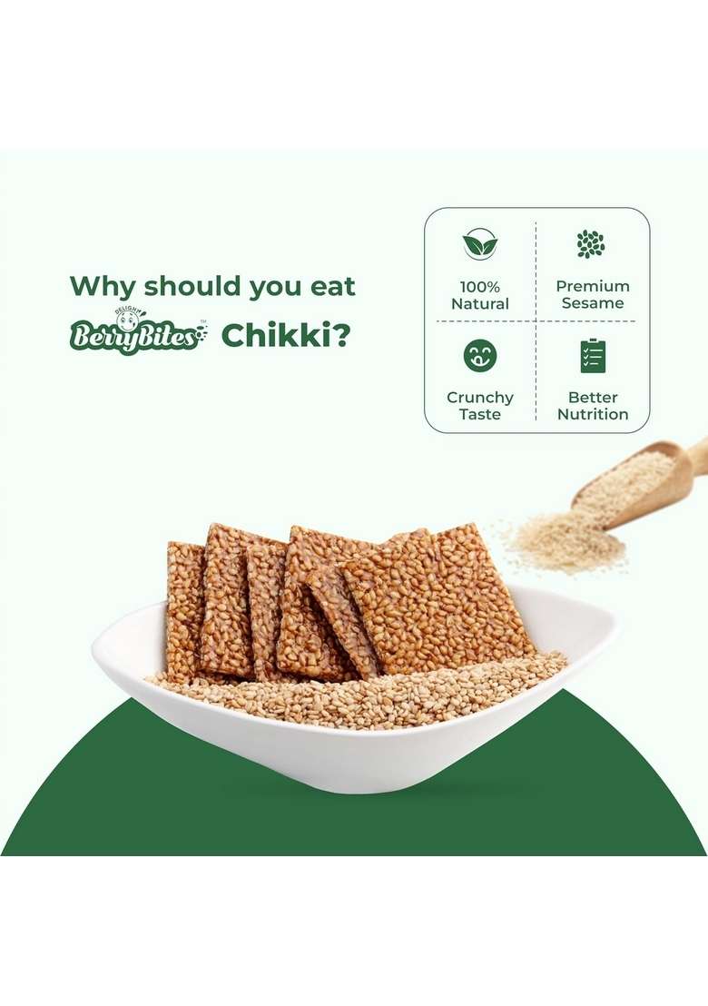 Delight Berrybites Sesame Chikki | Til Ellu With Jaggery Traditional Indian Sweet No Preservatives Or Colors Natural Gajak| Gazak 800G Pack - Indya