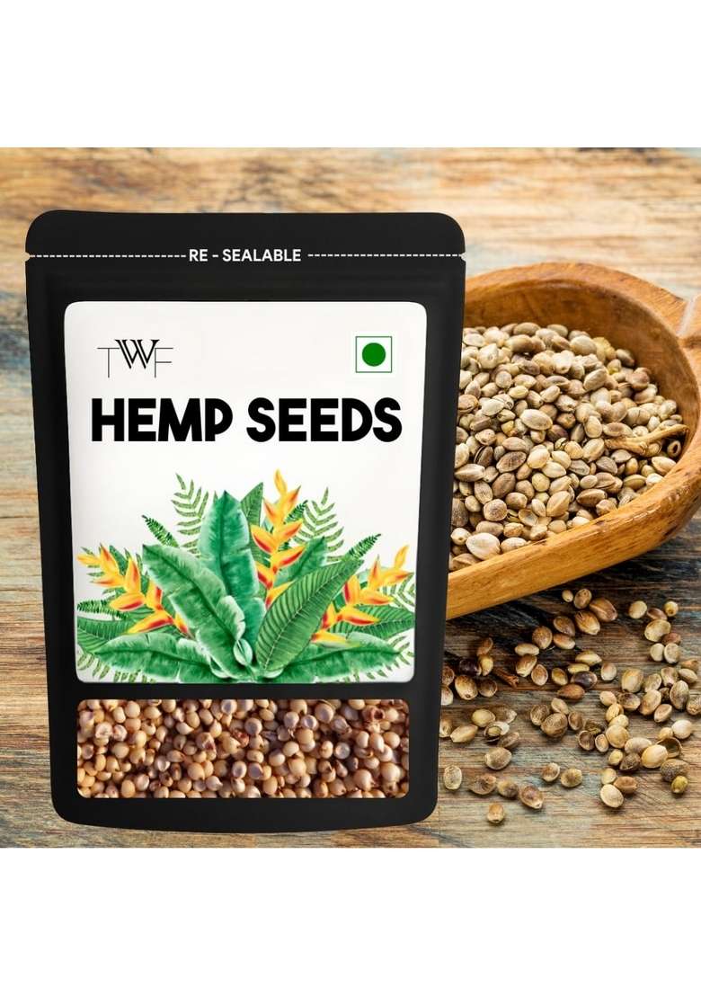 Twf Virgin Hemp Seeds | 200G Aaa Grade For Eating Approx 10G Protein Per Serving Rich In Dietary Fibre Non Gmo Gluten Free Smoothies Oatmeal Salads Baking Resealable Pack Diet Snack Unroasted Unsalted Highest Natural Potency - Indya