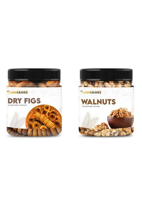 Farmcraves Premium Dry Fruits Combo Pack 200G | Whole Anjeer Fig 100 G Walnut Healthy Fruit Snack