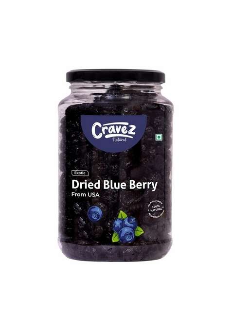 Cravez Dried Blueberries 500G Sweet Berries | Fruits Rich In Calcium Vitamin K Healthy Skin Boost Immunity Vegan Non Gmo Preservative Free Blueberry Snacks