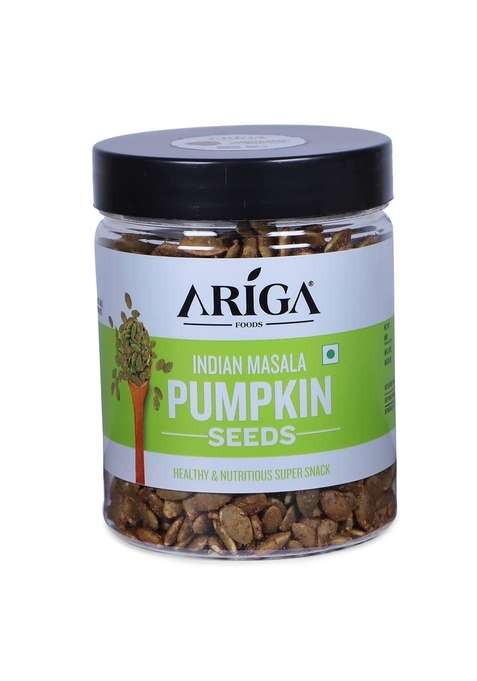 Ariga Foods Pumpkin Seeds For Weight Loss Roasted With Indian Masala Immunity Booster In Pet Jar | Rich Source Of Omega 3 Highly Nutritious Snack Protein Dietary Fibre Zinc Magnesium 200G