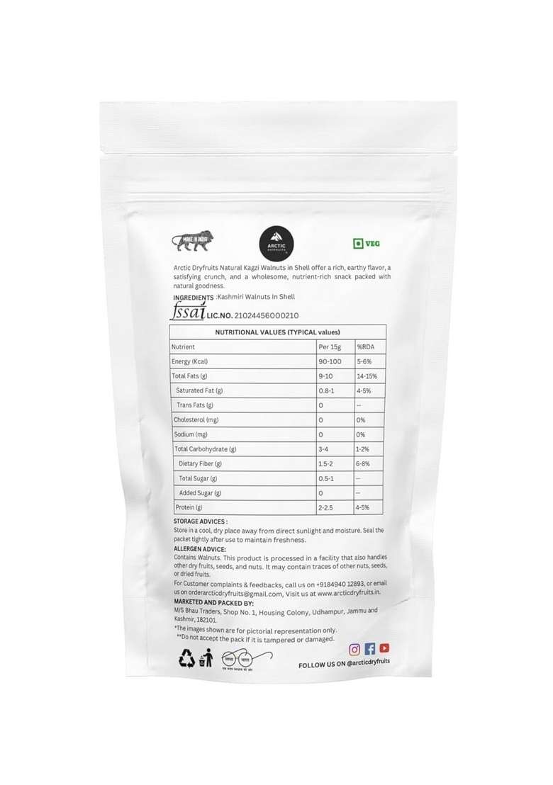 Arctic Dryfruits Kashmiri Walnuts Inshell 500G | Quality In Shell Whole Fresh Natural Premium Akhrot Giri Rich Omega 3 Protein And Antioxidants - Indya