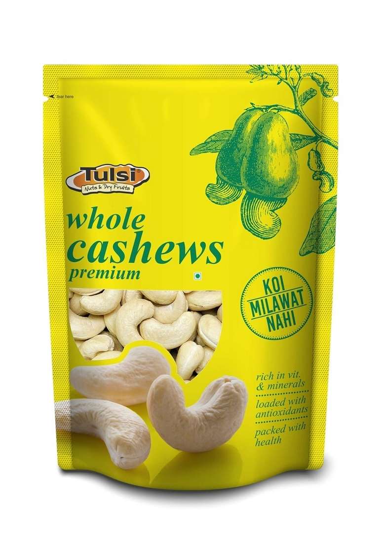Tulsi Whole Cashew Premium Grade W320 200G | Handpicked Kaju Nuts Raw Cashews Rich In Protein Source Of Dietary Fiber Farm Sourced - Indya
