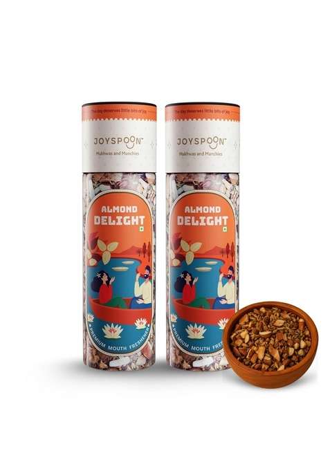 Joy Spoon Almond Delight Mukhwas Mouth Freshener | Supari Free Freshner With Almonds Coconut Dates Fennel Seeds Traditional Fresheners Sugar Healthy Snack Pack Of 2 100G