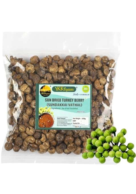Ikkiyam Sun Dried Turkey Berry – 100G | Premium Sundakkai Vathal Chundaikai Organic Natural Chundakkai Vadam Rich In Vitamin A Antioxidants Traditional Indian Superfood