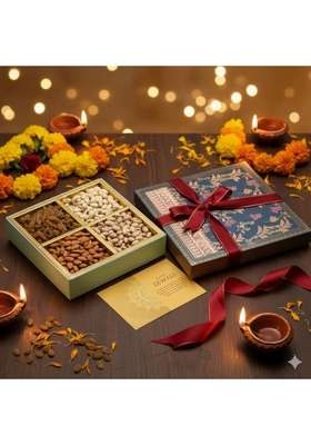 Fruitri Festive Delights Diwali Gift Hamper 400G – Roasted Almonds Cashews Pistachios Flavoured Raisins | Luxury Dry Fruits Box Celebration Set Gourmet Treat Corporate Family Gifting