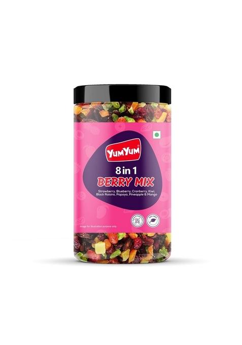 Yum 8 Berries Mix 400G | Premium Dried Without Sugar Cranberry Blueberry Strawberry Black Raisins Pineapple Papaya Kiwi Mango Healthy Dry Fruit Snack