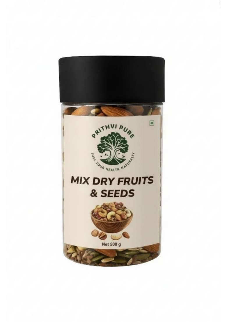 Prithvi Pure Premium Mixed Dry Fruits And Seeds 500G Pack Nutritious Blend Of Nuts Resealable Package For Daily Snacking Cooking - Indya