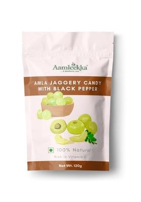 Aamleekka Amla Jaggery With Black Pepper Candy 120G | Export Quality 100 Natural Healthy Without Chemicals Delicious And Nutritious Sugar Pack Of 1