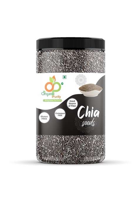 Organic Purify Chia Seeds | Omega 3 For Eating Non Gmo And Fibre Rich Best Weight Loss Healthy Snacks Jar Pack 800G