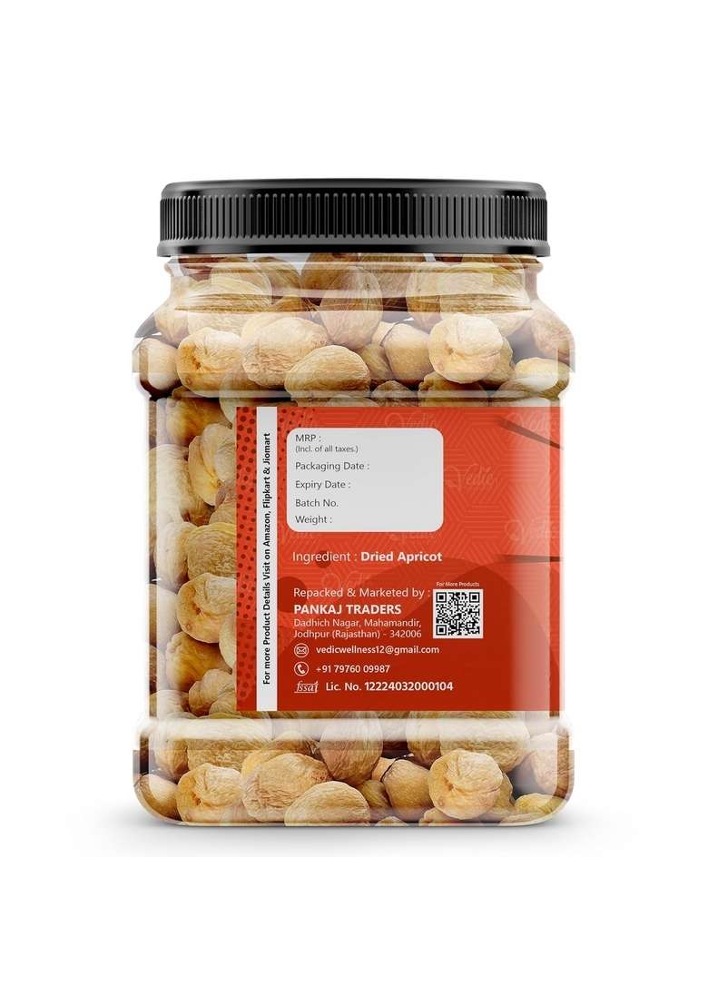 Vedic Wellness Dried Apricots | Sun No Added Sugar Gluten Free Vegan Plant Based Non Gmo Turkish Dry Fruits 1Kg - Indya