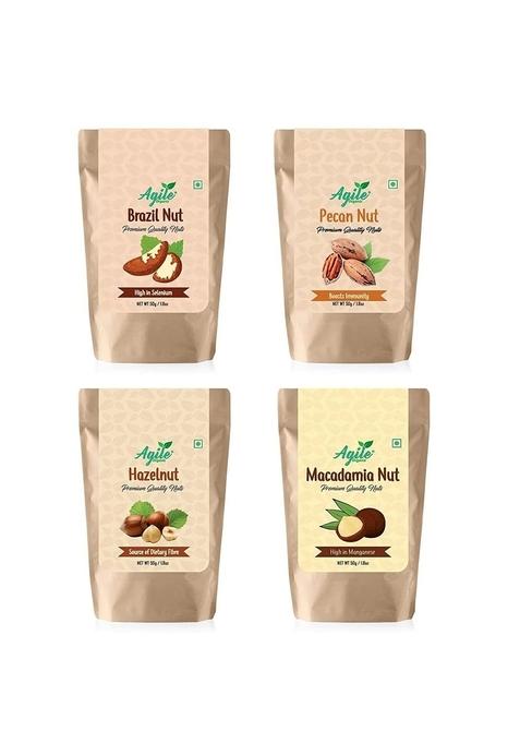 Agile Organic Organic® Exotic Nuts Combo 200G | Trial Pack Dry Fruits 50G Each X 4 Gift Hamper