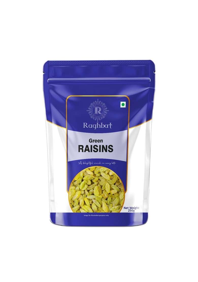 Raghbat Pure Raisins Seedless Kishmish 500G Source Of Potassium Premium Dry Fruits Green - Indya