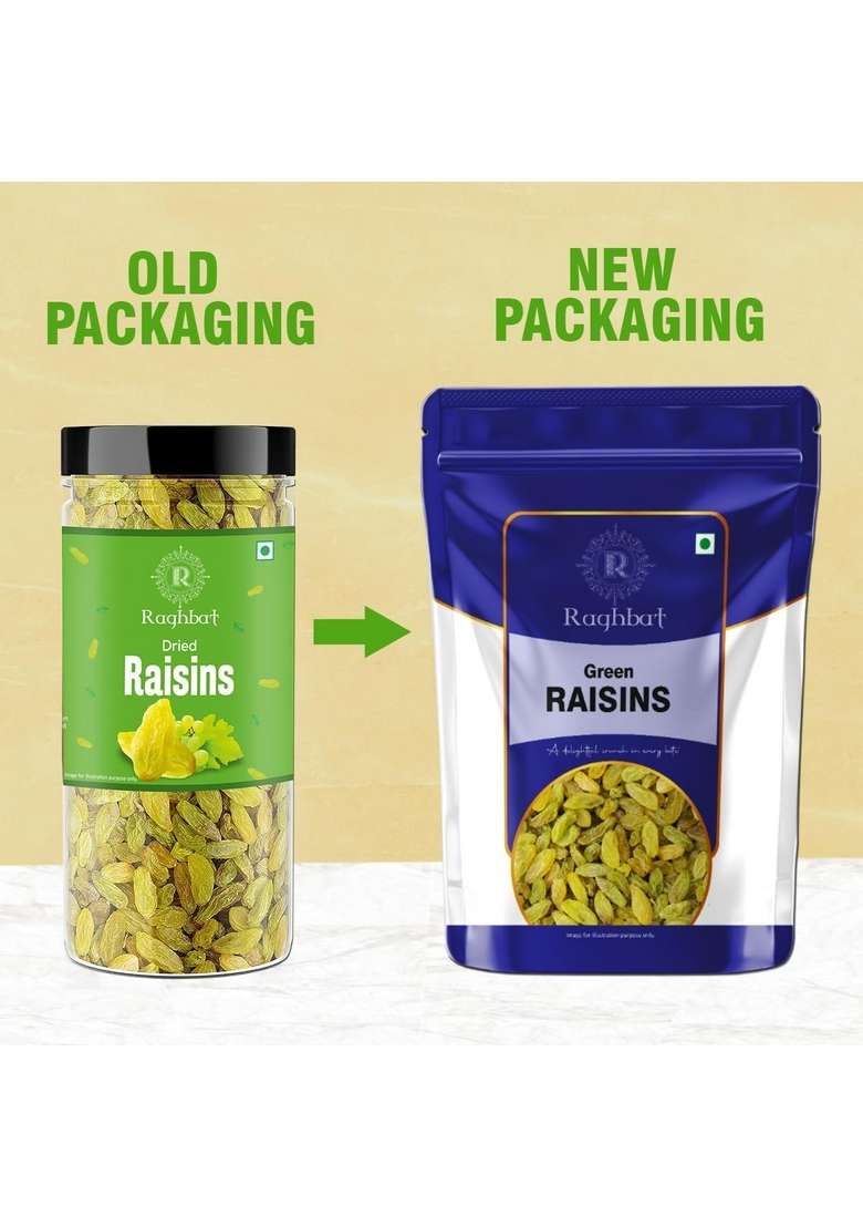 Raghbat Pure Raisins Seedless Kishmish 500G Source Of Potassium Premium Dry Fruits Green - Indya