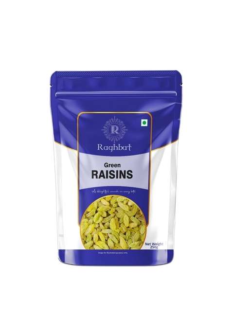 Raghbat Pure Raisins Seedless Kishmish 500G Source Of Potassium Premium Dry Fruits Green