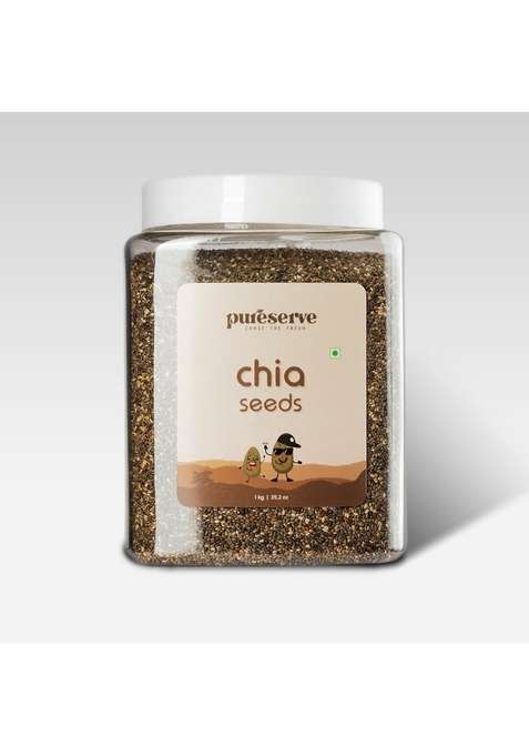 Pureserve Chia Seeds 1Kg 100 Clean Organic Superfood | High In Protein Fiber Omega 3 Calcium Antioxidant Rich For Weight Management Energy Perfect Smoothies Oats Healthy Snack