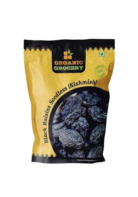 Organic Grocery Seedless Black Raisins 500G | Dried Kishmish Without Seeds Dry Grapes Kali Kismis Fruits Darakh