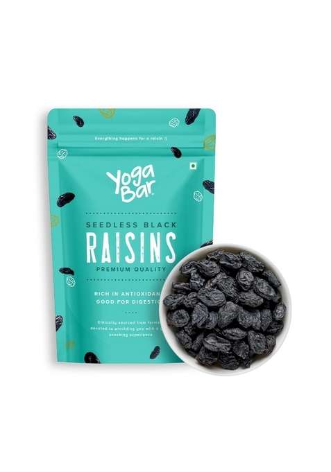 Yogabar Premium Black Raisins 200Gram|Kishmish|100 Fresh Pure Seedless Kismis Raisins|Munakka Dry Fruit|Rich In Iron Fibre Potassium Boosts Immunity|Healthy Snacks|Dry Fruit Gift Pack