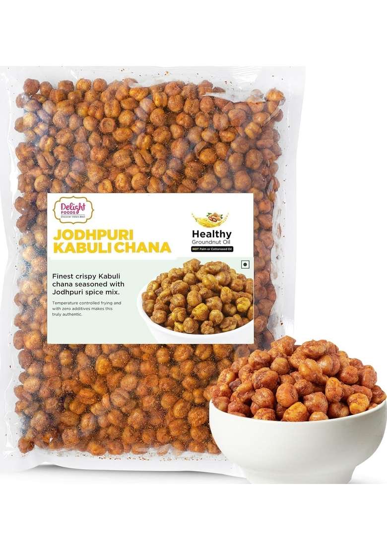 Delight Foods Jodhpuri Kabuli Chana 800G Healthy Groundnut Oil Fried Namkeen Indian Snacks No Preservatives - Indya