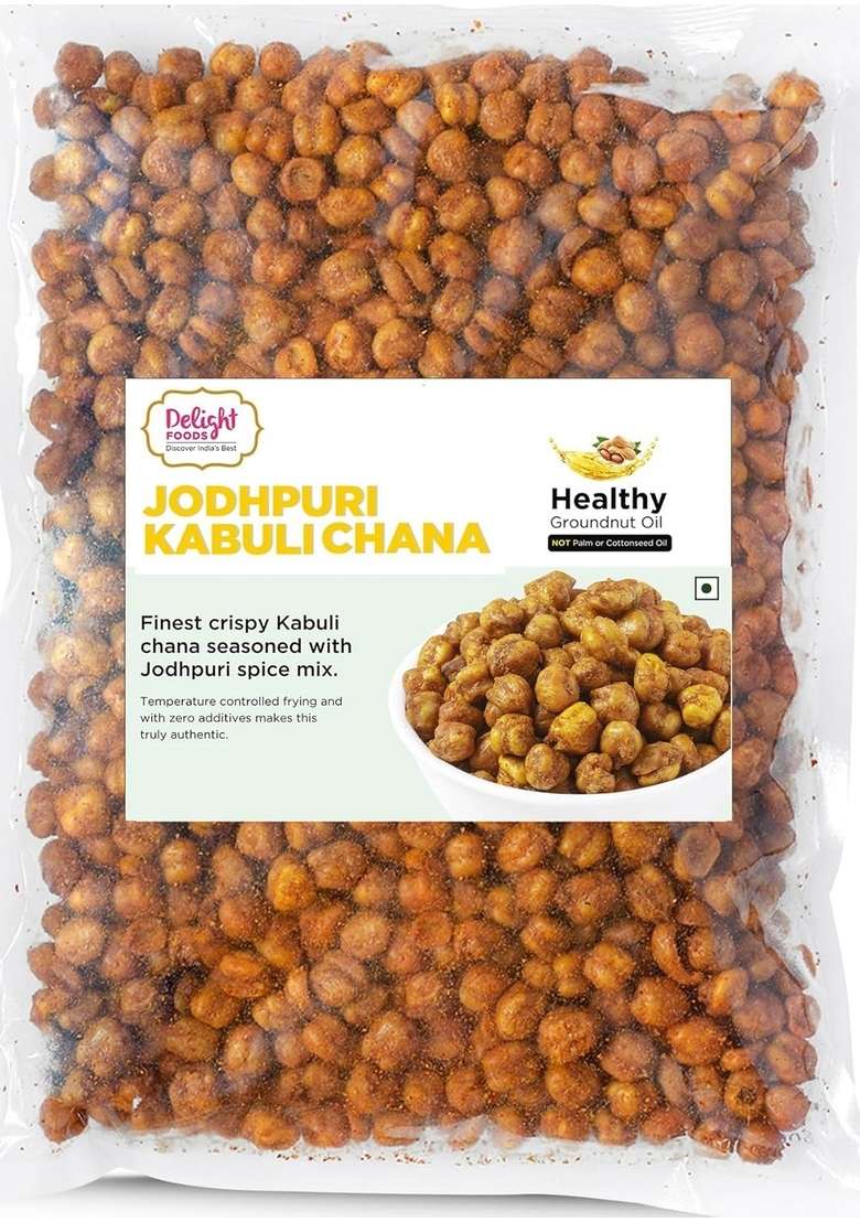 Delight Foods Jodhpuri Kabuli Chana 800G Healthy Groundnut Oil Fried Namkeen Indian Snacks No Preservatives - Indya