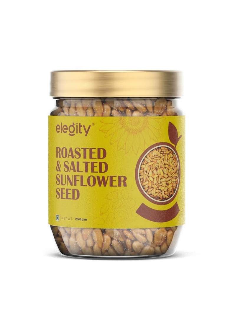 Elegity Roasted Salted Sunflower Seeds 250 Gm | Premium Organic Nutrient Packed Ideal For Weight Loss High Protein Rich In Fiber Your Ultimate Healthy Snack Preservative Free Fresh - Indya