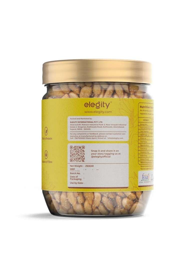 Elegity Roasted Salted Sunflower Seeds 250 Gm | Premium Organic Nutrient Packed Ideal For Weight Loss High Protein Rich In Fiber Your Ultimate Healthy Snack Preservative Free Fresh - Indya