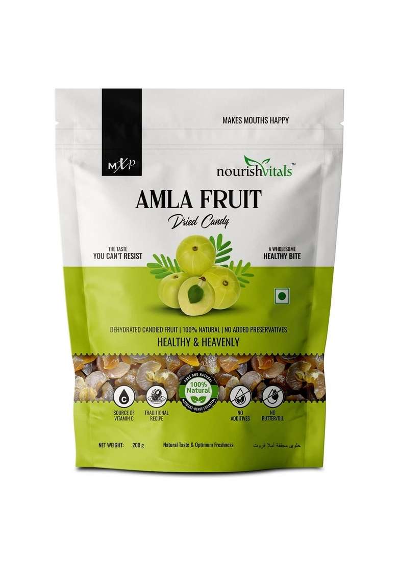 Nourishvitals Amla Fruit Dried Candy 100 Natural No Added Preservatives Source Of Vitamin C Traditional Recipe 200G X Pack 2 - Indya