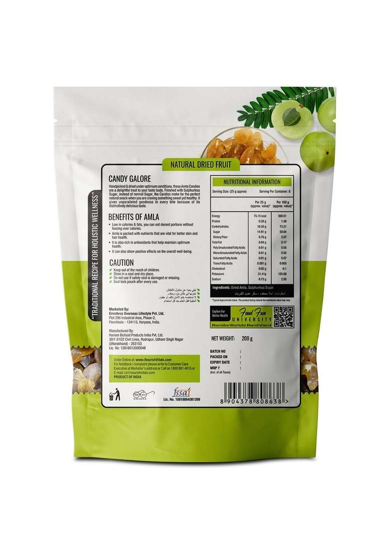 Nourishvitals Amla Fruit Dried Candy 100 Natural No Added Preservatives Source Of Vitamin C Traditional Recipe 200G X Pack 2 - Indya