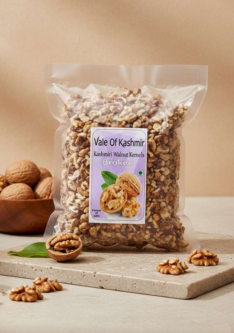 Vale Of Kashmir Walnut Kernels Brown Half Vacuum Packed 1 Kg 500X2 Akhrot Giri Walnuts Without Shell - Indya
