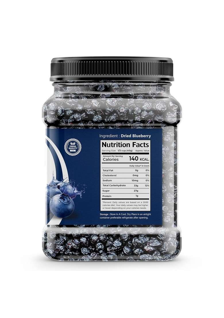 Nutrilin Dried Blueberry Plum 400G Natural Healthy Snack Sweet Tangy Fruit Antioxidant Rich Gluten Free Airtight Jar - Indya