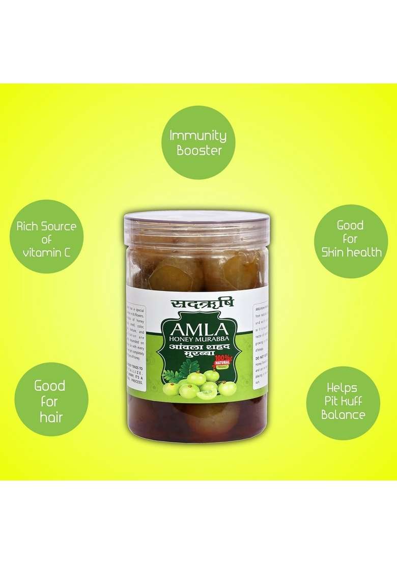 Sadrishi Organic Natural Honey Amla Murabba 100 Pure Fresh With Homemade Taste Healthy 500G - Indya