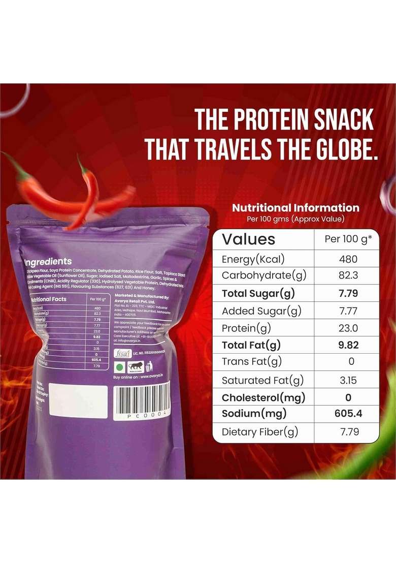 Avarya Flavours Of India Protein Popped Chips High Low Fat Snacks Not Fried Guilt Free Healthy For Fitness Diet Pack 2 Thai Chilly - Indya