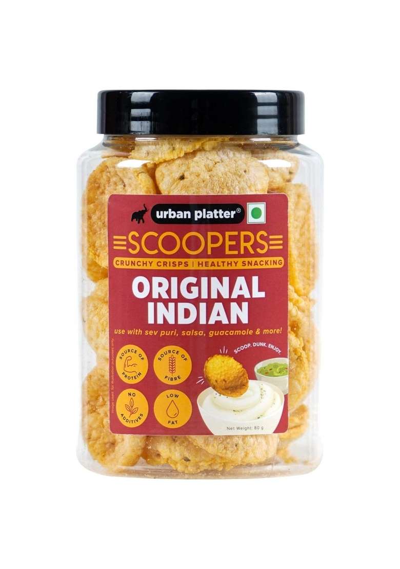 Urban Platter Scoopers Original Indian 80G Crunchy Crisps Made With Popped Corn For Gluten Free Snacking - Indya