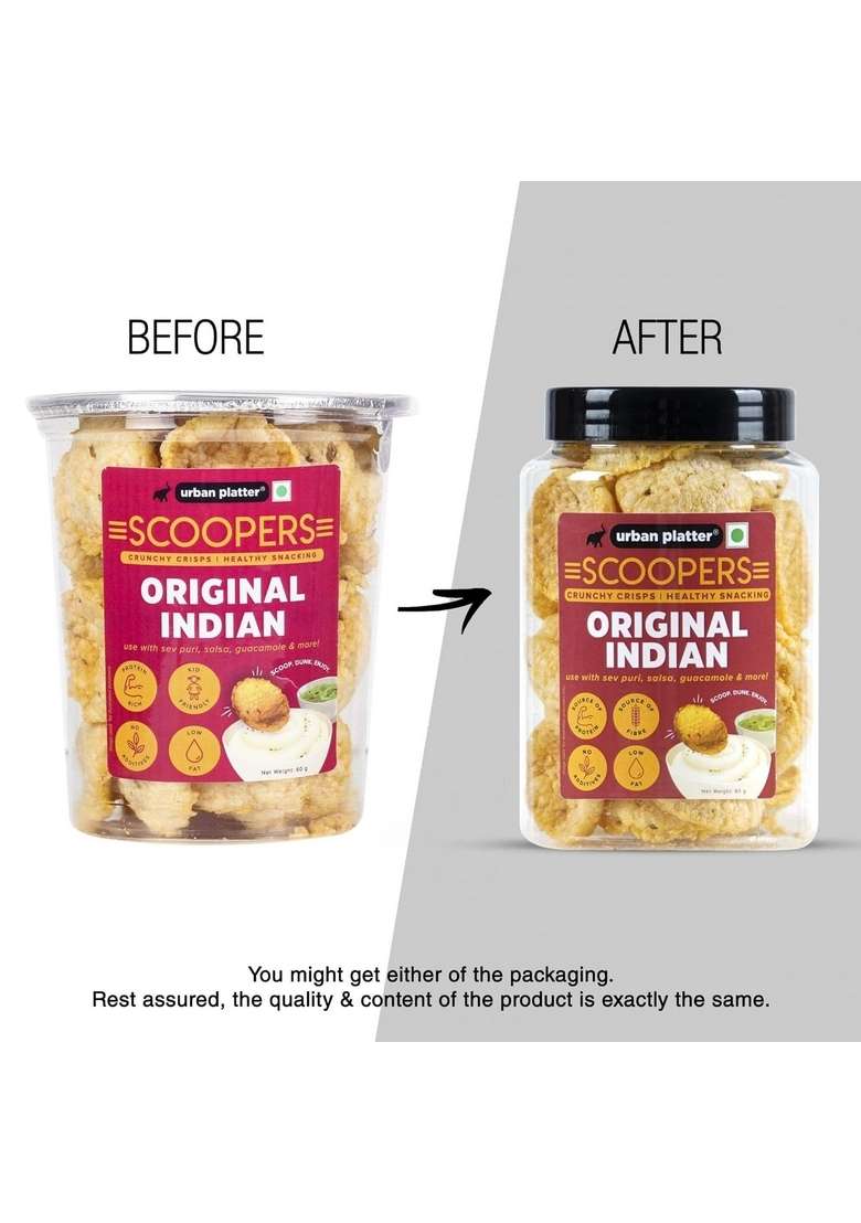 Urban Platter Scoopers Original Indian 80G Crunchy Crisps Made With Popped Corn For Gluten Free Snacking - Indya