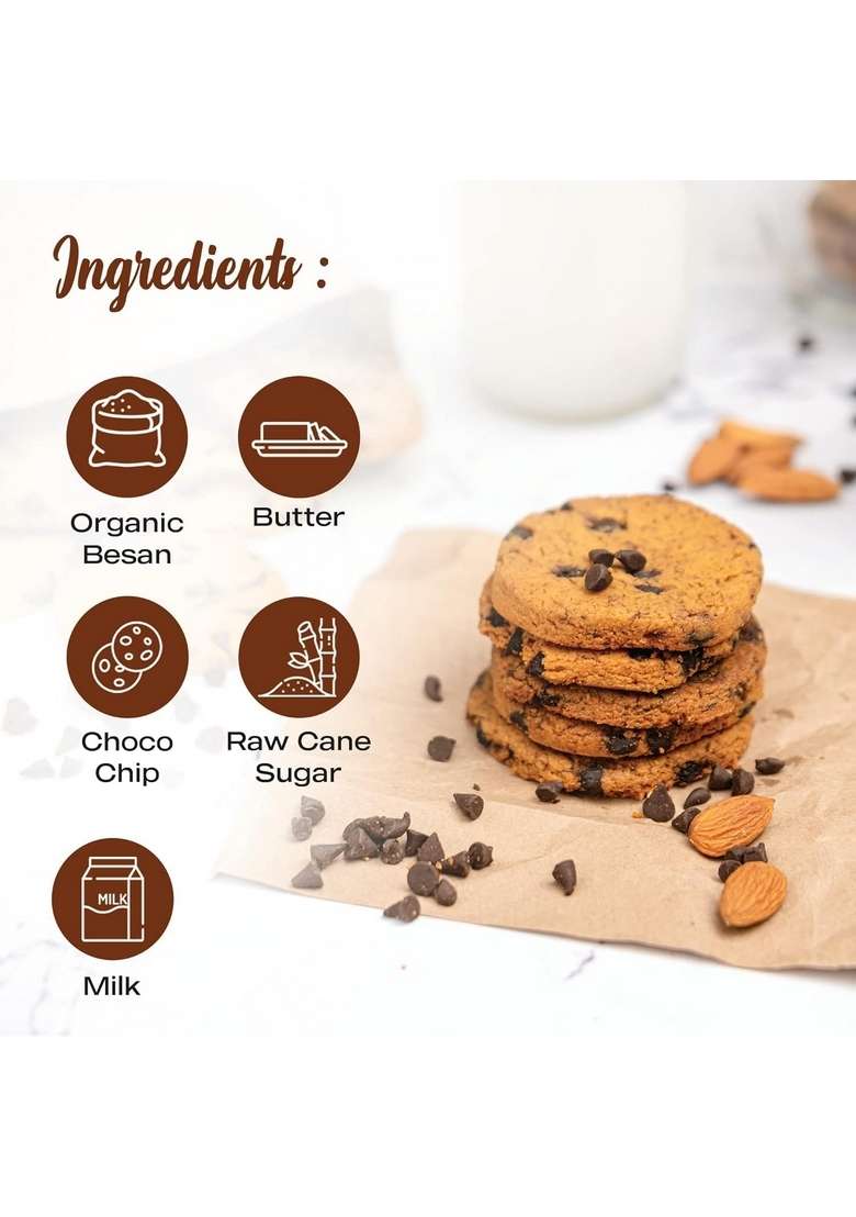 Biesca Premium Handmade Besan Chocochip Cookies 170G And Dark Choco Oats 160G Combo Pack Delicious Crunchy Nut Biscotti Gift Packs No Maida Preservatives Free Biscuits - Indya