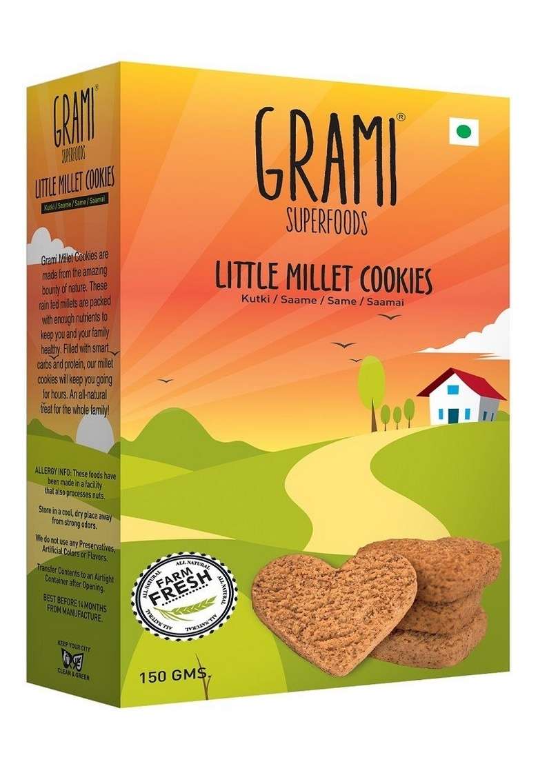 Grami Superfoods Little Millet Cookies Pack Of 3 150G - Indya