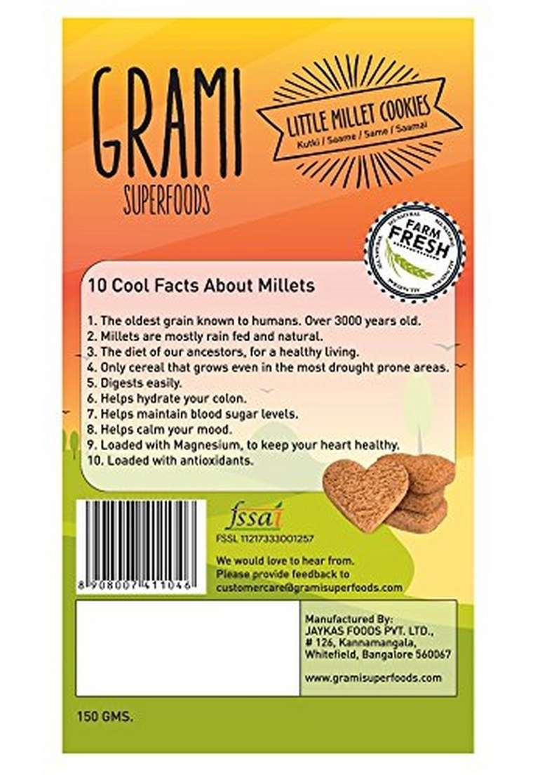 Grami Superfoods Little Millet Cookies Pack Of 3 150G - Indya